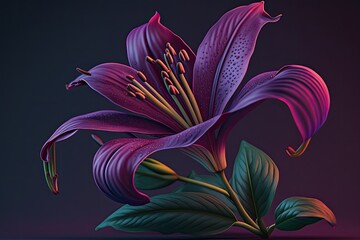 purple lily on gradient background. generative AI. 