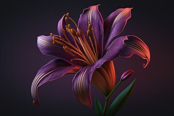 purple lily on gradient background. generative AI. 