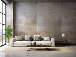 Living Room Interior in Loft, Industrial Style - Generative ai