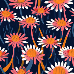 Fototapeta na wymiar Flowers seamless repeat simple pattern 