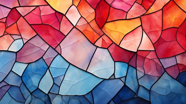 An abstract watercolor pattern resembling a colorful, lively mosaic, with overlapping shapes and intricate details. (Generative AI)