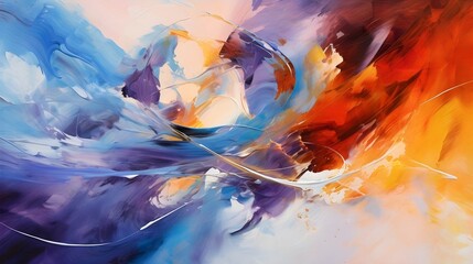 A dynamic abstract acrylic composition with layers of vibrant colors and energetic movements, resembling a lively dance (Generative AI)