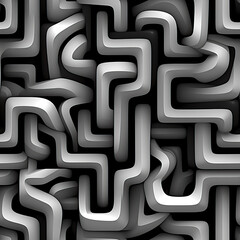 Monochrome abstract 3d seamless repeat futuristic pattern
