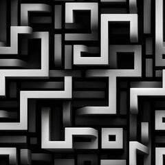 Monochrome abstract 3d seamless repeat futuristic pattern
