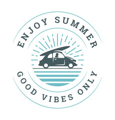 Enjoy summer. Good vibes only. Summer seasonal quotes and phrases for cards, banners, posters, mug, notebooks, scrapbooking, pillow case and clothes design.
