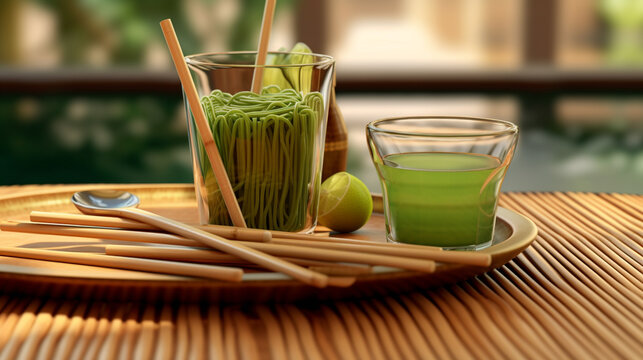 green tea in a glass HD 8K wallpaper Stock Photographic Image