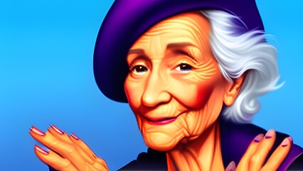 sly old woman in hat