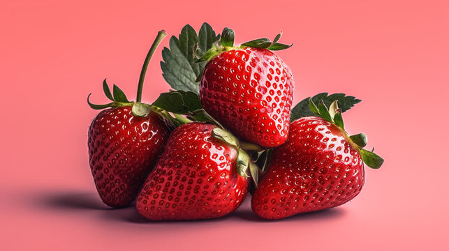 strawberries on a white background HD 8K wallpaper Stock Photographic Image