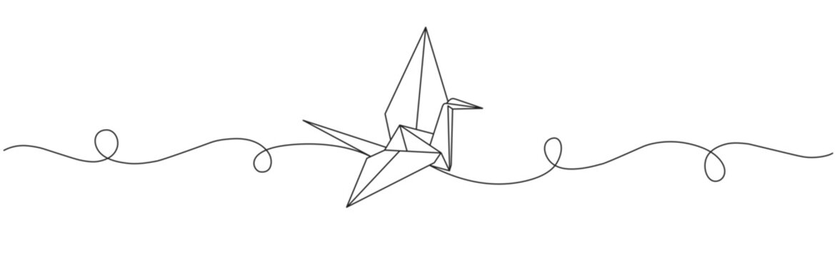 Line art vector illustration of swan origami
