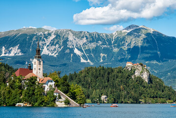 Landscape of Lake Bled in Slovenia