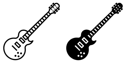 ofvs382 OutlineFilledVectorSign ofvs - electric guitar vector icon . heavy metal . open air concert . isolated transparent . black outline and filled version . AI 10 / EPS 10 / PNG . g11722 - obrazy, fototapety, plakaty