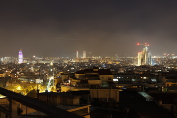 Fireworks in San Juan in Barcelona at night