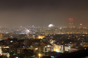 Fireworks in San Juan in Barcelona at night
