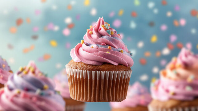 cupcake with icing HD 8K wallpaper Stock Photographic Image