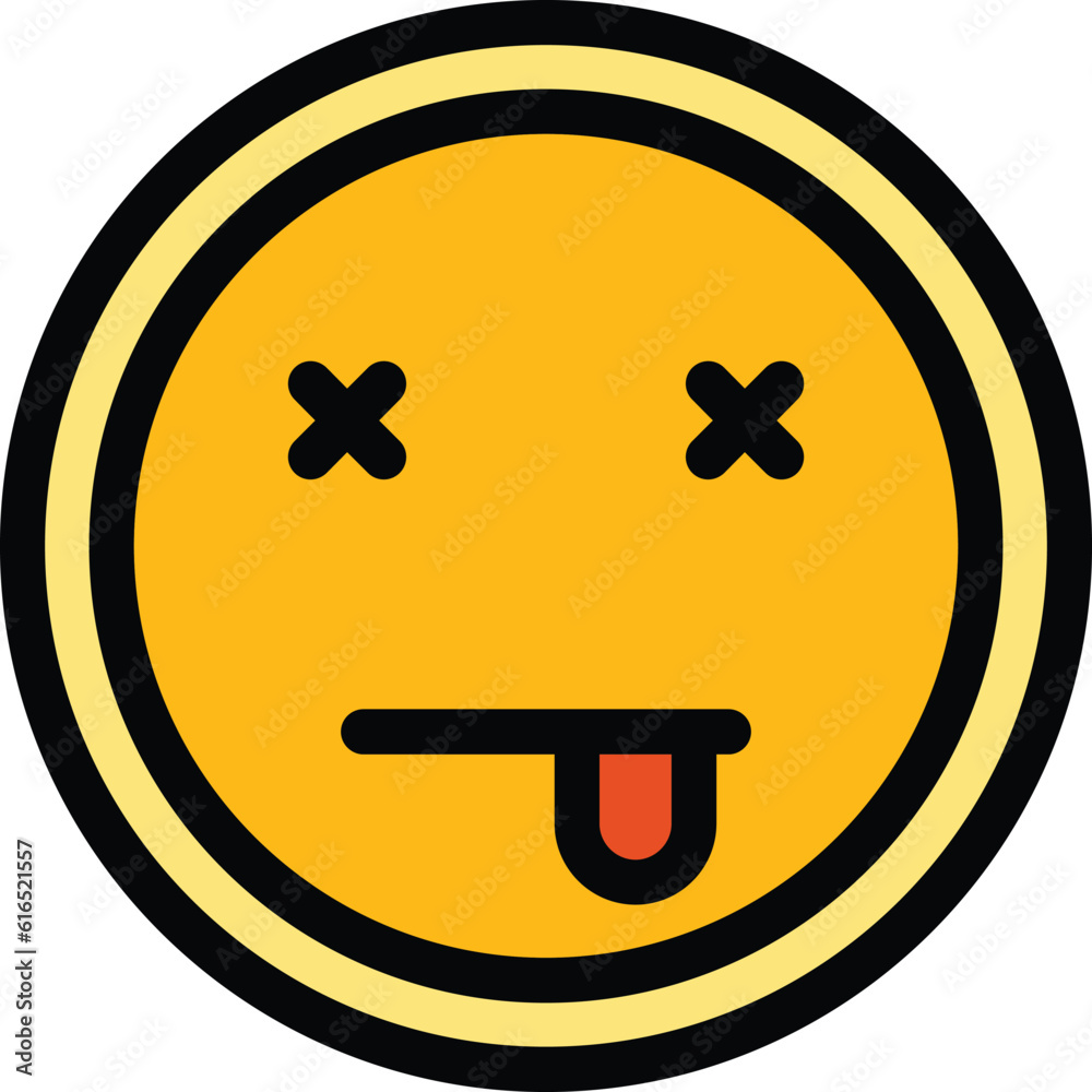 Sticker dead emoji icon. outline dead emoji vector icon for web design isolated on white background color fl - Stickers