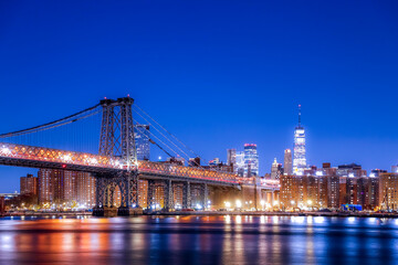 Naklejka na ściany i meble Lower East Side of Manhattan and Williamsburg Bridge in Brooklyn, New York City, USA