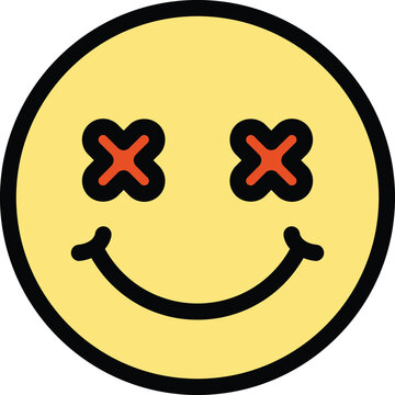 recommend clip art: Crossed eyes emoji icon. Outline Crossed eyes emoji vector icon for web design isolated on white background color flat