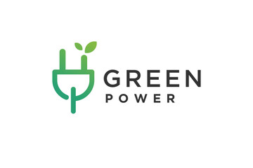 Green power logo design with modern creative concept idea