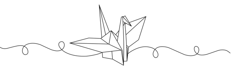 Naklejka premium Line art vector illustration of swan origami