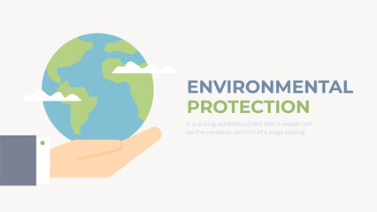 Earth globe in hand vector. Protecting the planet concept. Caring for the environment. World earth day. 