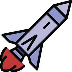 Galaxy rocket icon. Outline Galaxy rocket vector icon for web design isolated on white background color flat