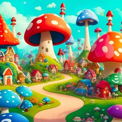 Fairy forest mushroom. Generate Ai 