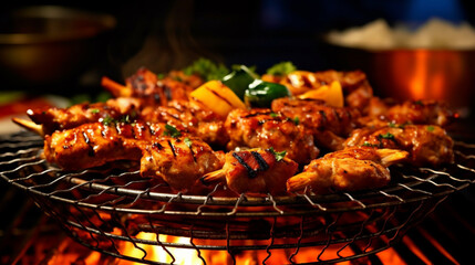 shish kebab on the grill HD 8K wallpaper Stock Photographic Image