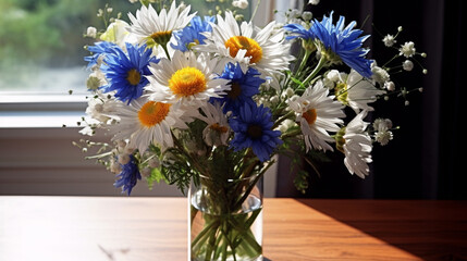 bouquet of flowers in vase HD 8K wallpaper Stock Photographic Image