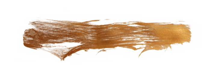 PNG Grunge Gold ink color smear brush stroke stain line blot on transparent background.