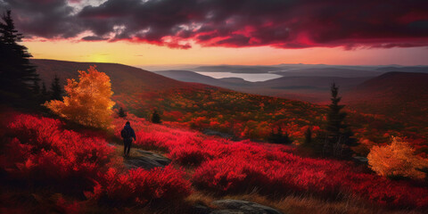 Fototapeta premium Relaxing conutryside landscape - Generative AI