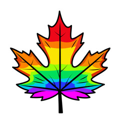 maple leaf in rainbow colors LGBT representation vector illustration, Canadian Maple leaf in LGBT colors vector image