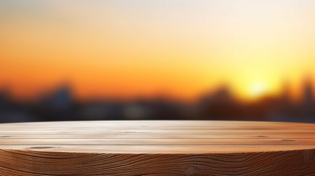 table with sunset HD 8K wallpaper Stock Photographic Image