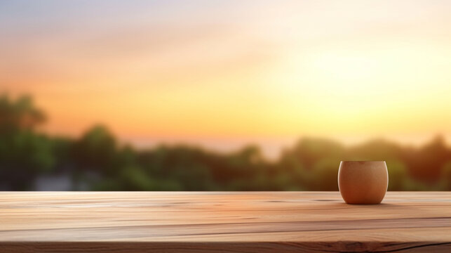 cup of tea on wooden table HD 8K wallpaper Stock Photographic Image