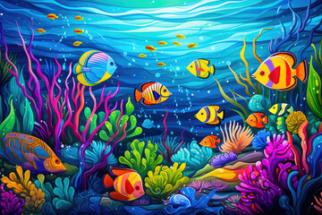 Obraz na płótnie Canvas underwater scene cartoon