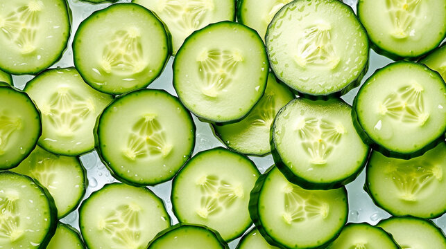 slices of cucumber HD 8K wallpaper Stock Photographic Image