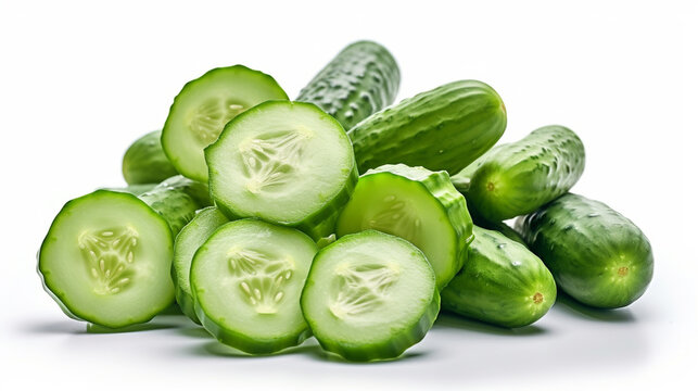 cucumber and slices HD 8K wallpaper Stock Photographic Image
