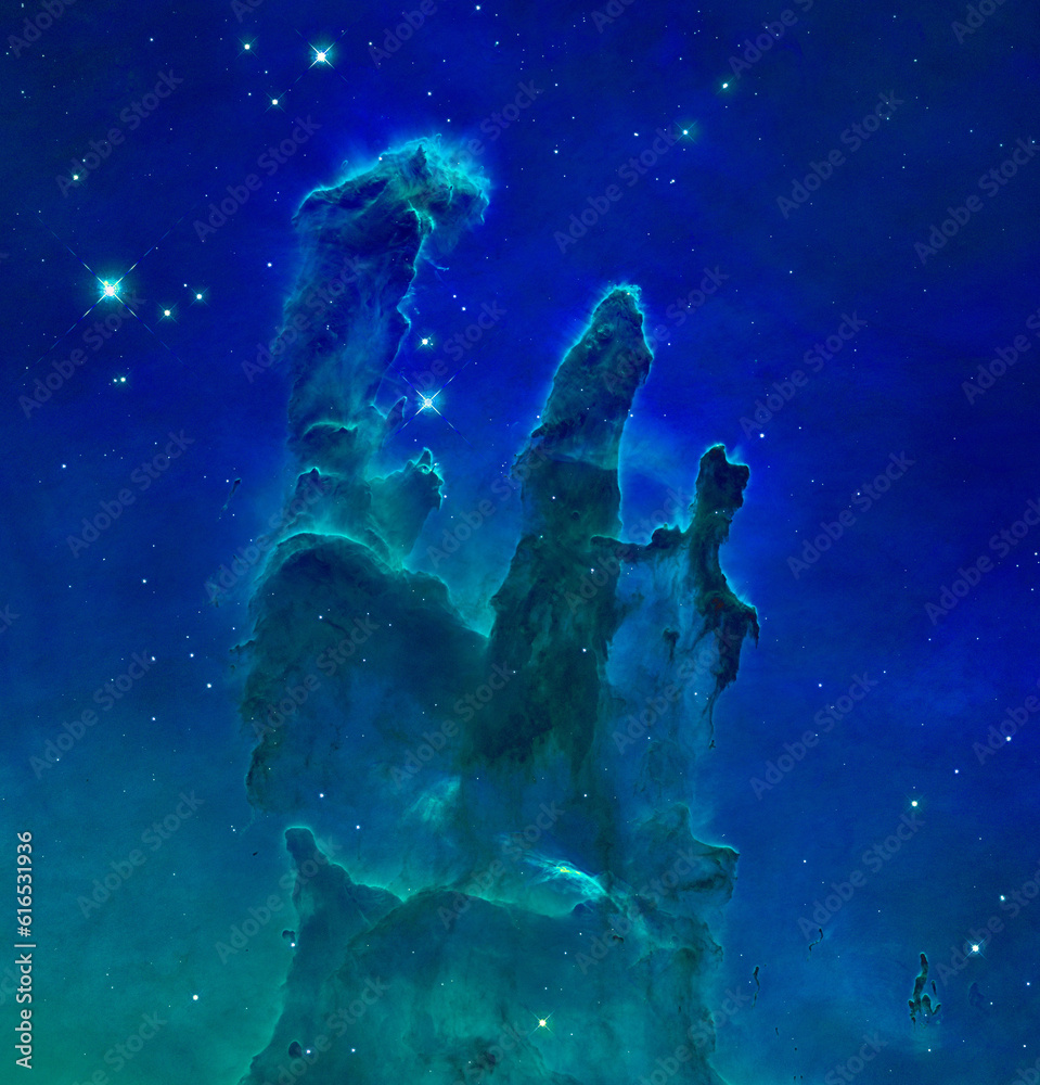 Wall mural the eagle nebula’s pillars of creation. elements of this image furnished by nasa. phantasy artwork.