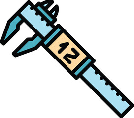 Digital micrometer object icon. Outline Digital micrometer object vector icon for web design isolated on white background color flat