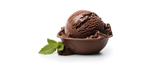 a scoop of chocolate ice cream isolated