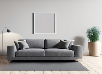 Photo gray sofa in living room for mockup