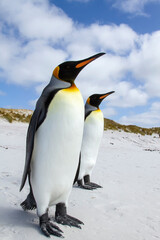 Kin Penguin Pair Falkland Islands on Beach