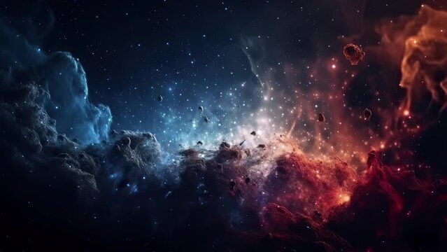 Space background. Galaxy and Nebula. Endless universe with stars and galaxies in outer space. Cosmos art. Motion design.