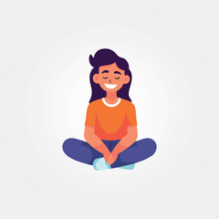 girl sitting with legs crossed happy