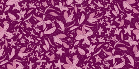 Seamless pattern lily flower Contemporary feminine botanical floral print fabrics textile