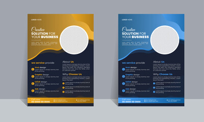 A business flyer layout design - vector illustration
A4 size
2 color options
CMYK; 300 dpi
Add your own text and photos
Photos shown in the preview are for display only and are not 