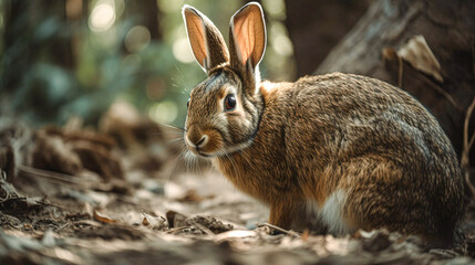 Naklejka na ściany i meble rabbit in the woods