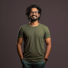 Fototapeta premium A technical Indian startup happy employee in casual dress portrait generative ai