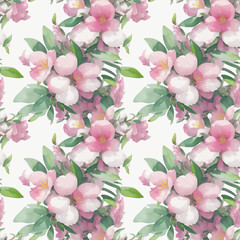 seamless pattern with pink flowers