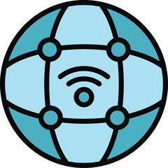 Global wifi internet icon. Outline Global wifi internet vector icon for web design isolated on white background color flat