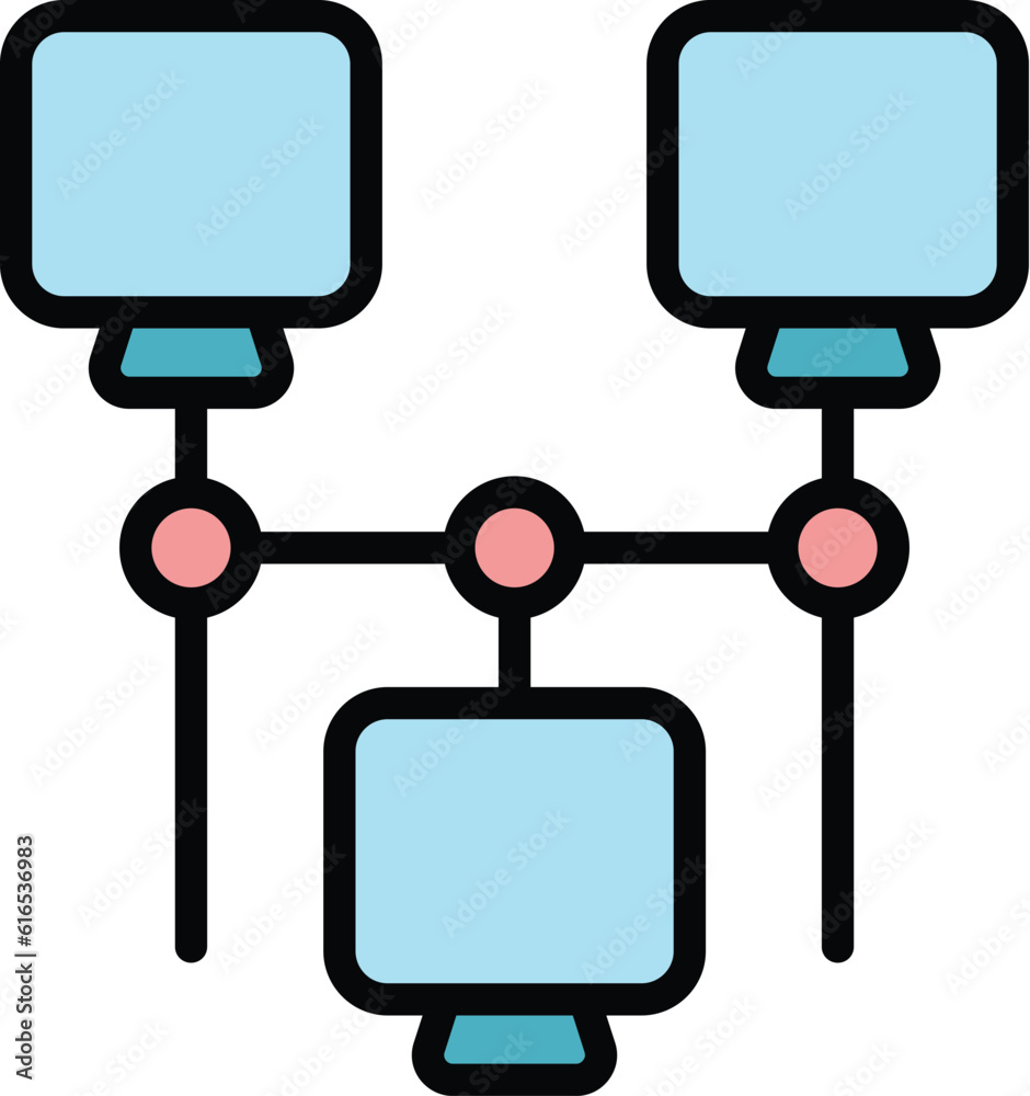 Poster network computer icon. outline network computer vector icon for web design isolated on white backgro